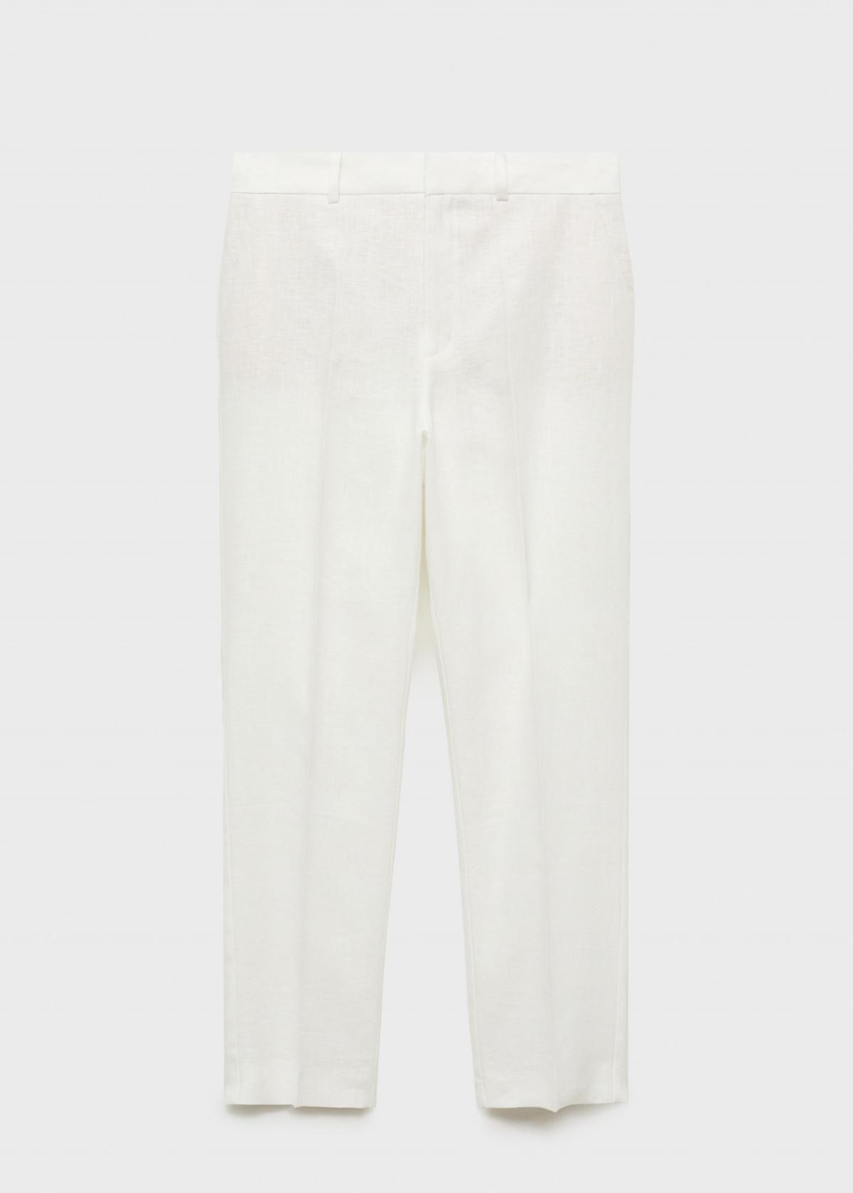 망고 린넨 하이웨이스트 테일러드 슬랙스 팬츠 87087162 BLANCO ROTO - 상세 이미지 5