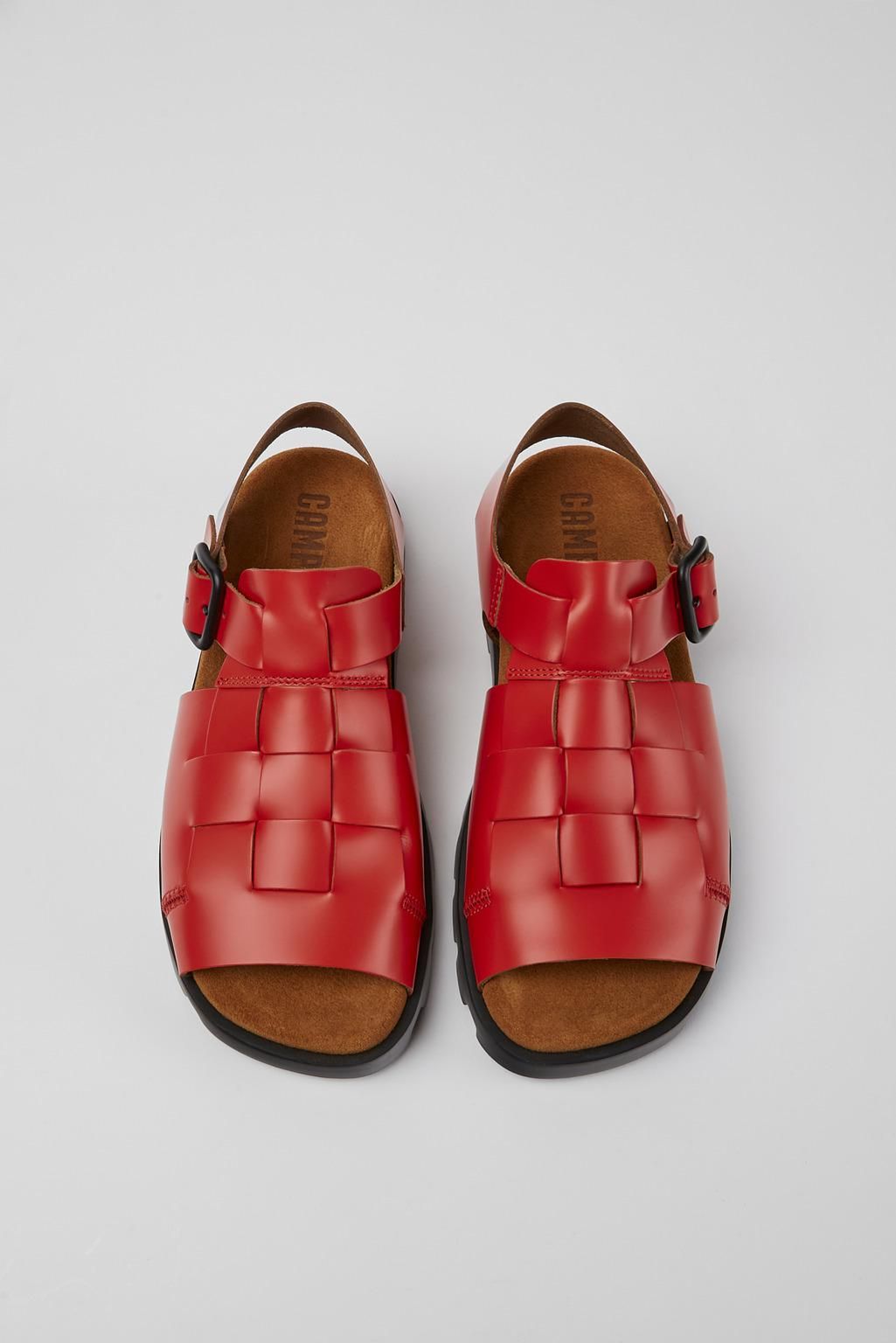 캠퍼 레드 레더 스트랩 샌들 Brutus K201397-002 RED - 상세 이미지 4
