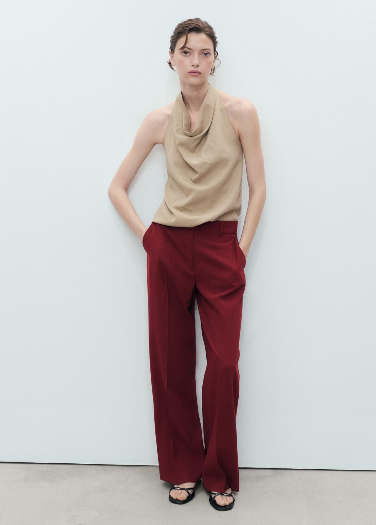 망고 버건디 스트레이트핏 테크니컬 슬랙스 팬츠 17084078 GRANATE - 상세 이미지 2