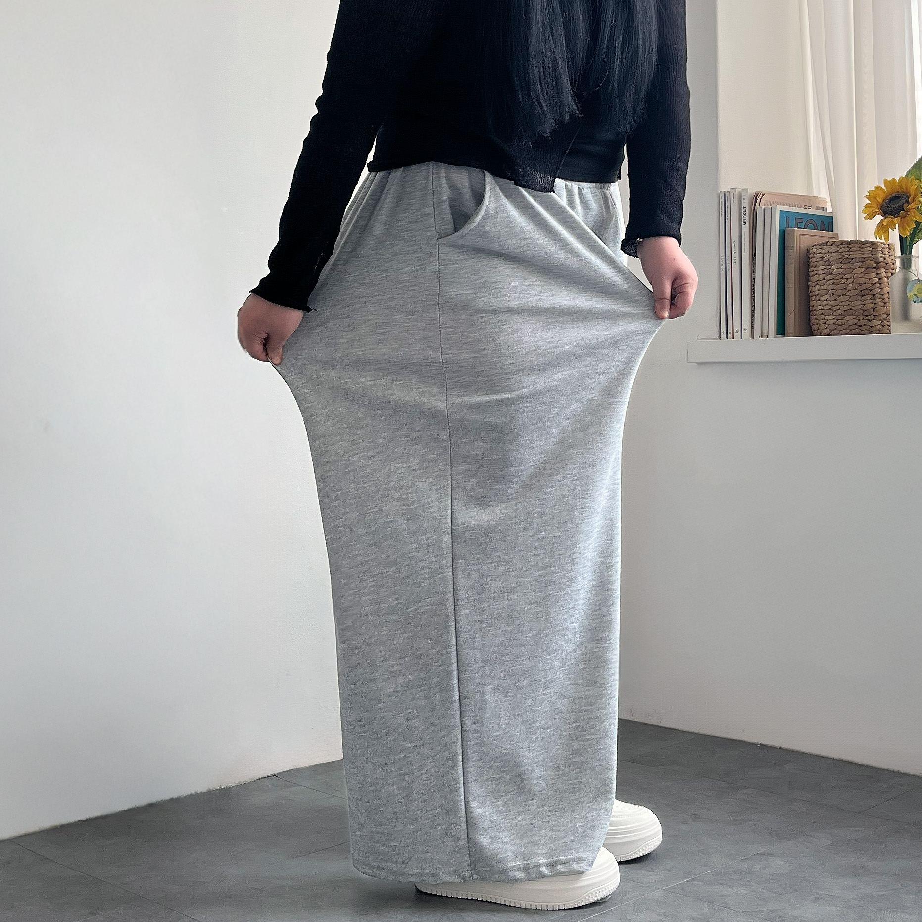 빅사이즈 편한 와이드팬츠 키작녀바지 - 상세 이미지 5