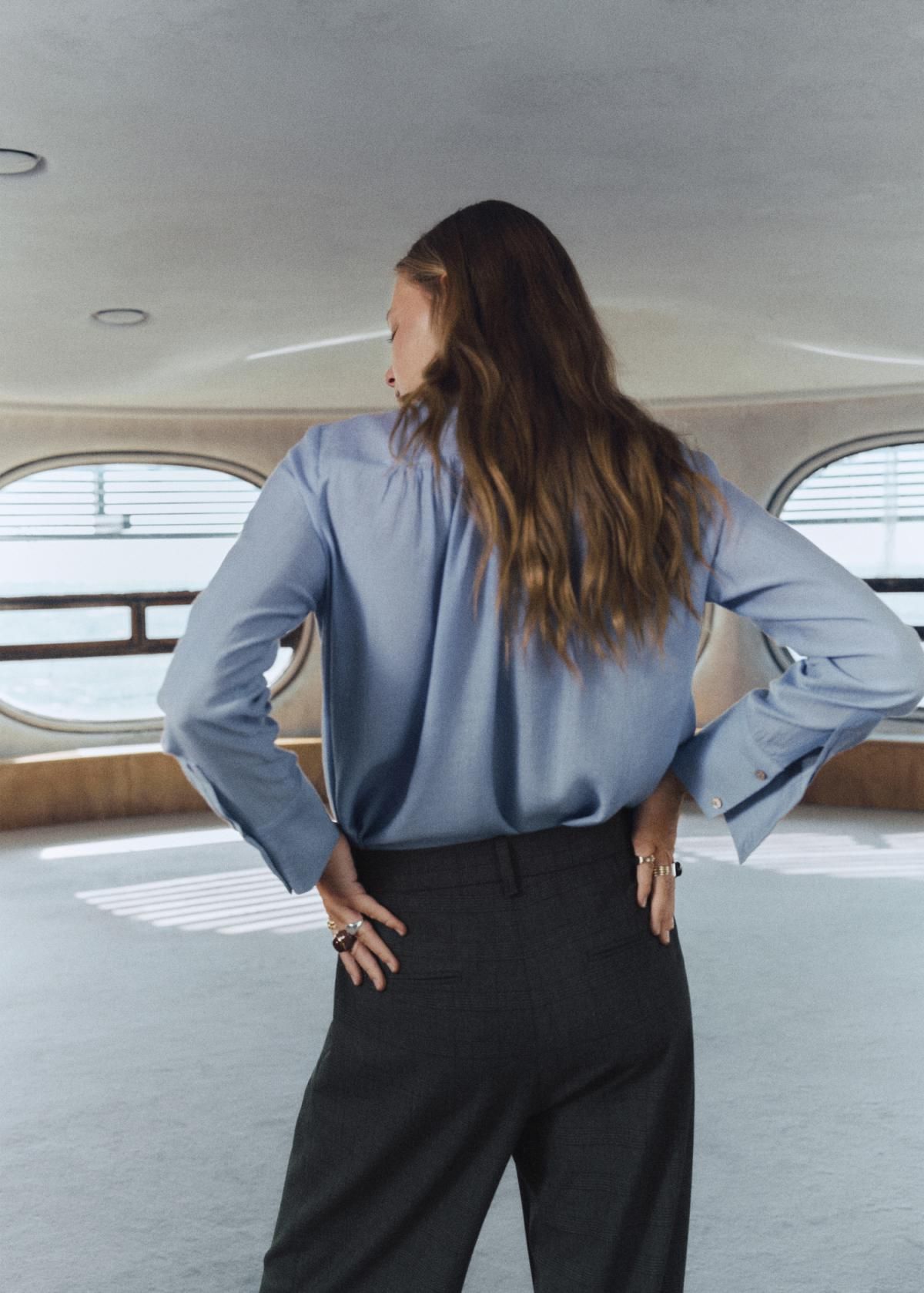 망고 클래식 체크 와이드 테크니컬 슬랙스 팬츠 17097802 GRIS - 상세 이미지 2