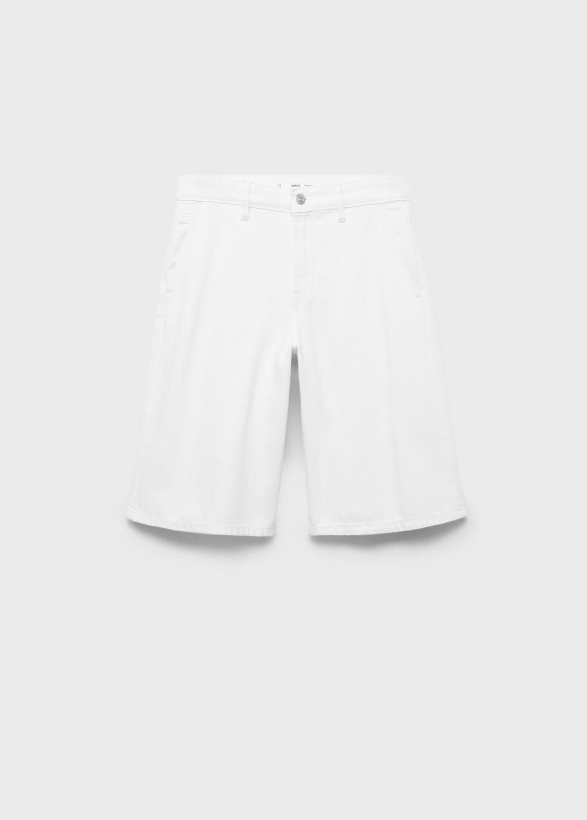 망고 트렌디 화이트 데님 버뮤다 조트 팬츠 17061180 BLANCO - 상품 이미지