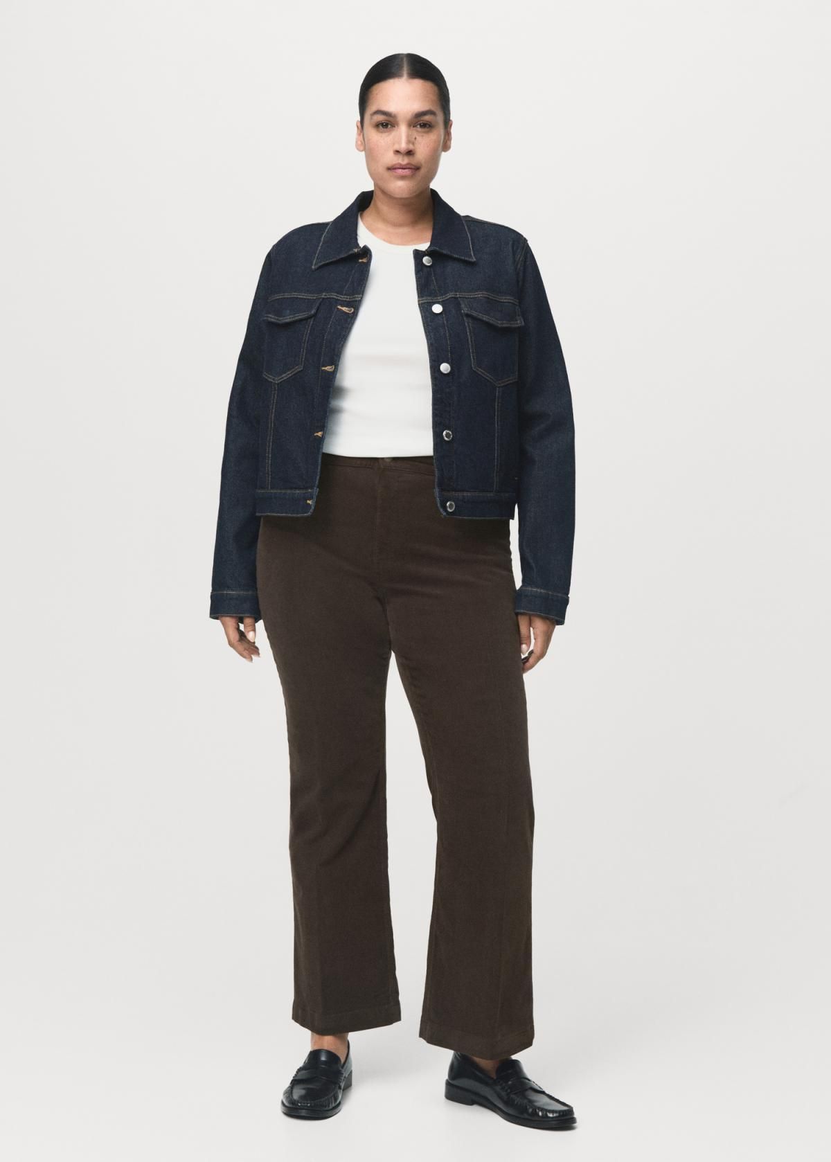 망고 트렌디 미드웨이스트 버건디 코듀로이 플레어 팬츠 17027773 CHOCOLATE - 상세 이미지 5