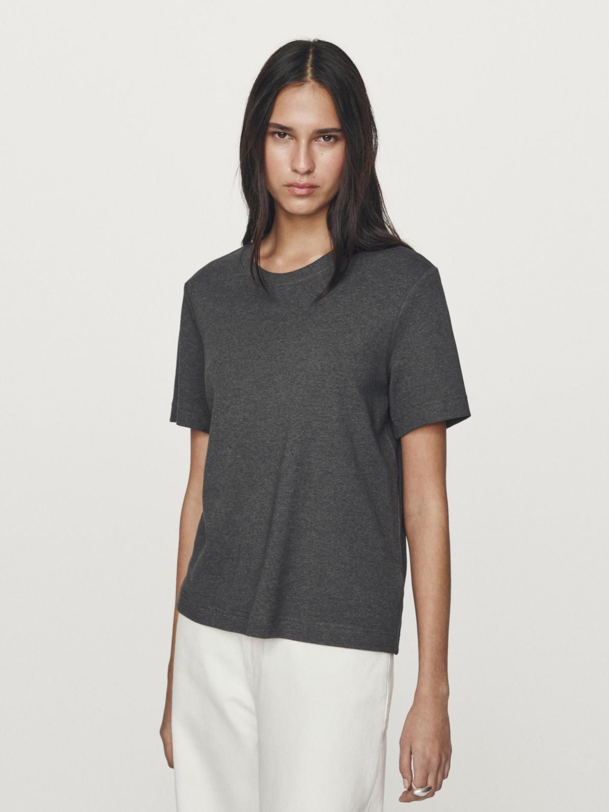 마시모두띠 코튼 인터록 베이직 크루넥 반팔 티셔츠 6823/541 ANTHRACITE GREY - 상세 이미지 3