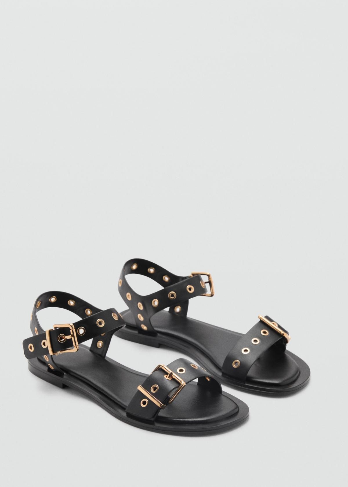 망고 스트랩 메탈버클 아이렛 플랫샌들 87045938 NEGRO - 상세 이미지 3