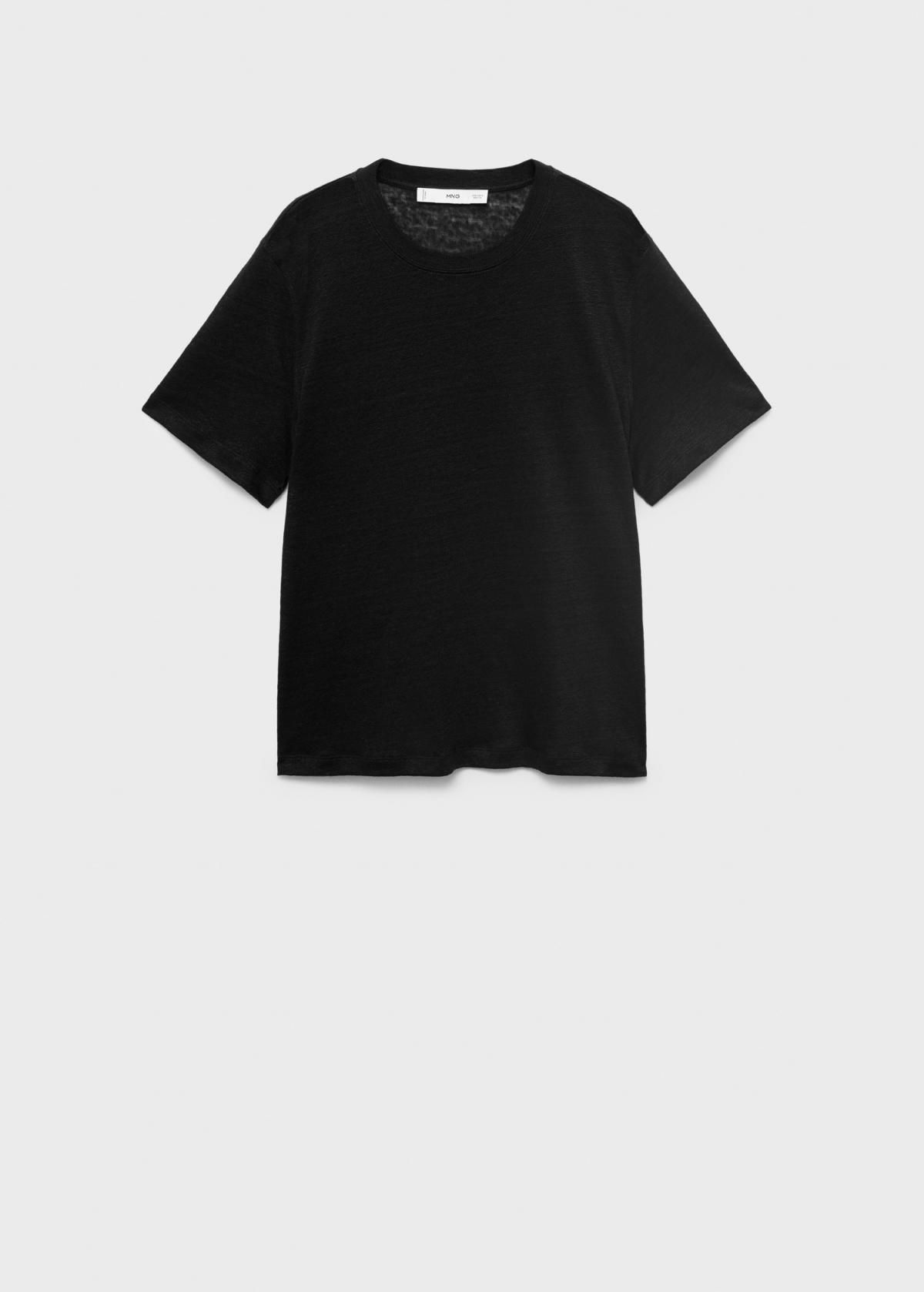 망고 린넨 라운드넥 반팔 티셔츠 17081218 NEGRO - 상품 이미지