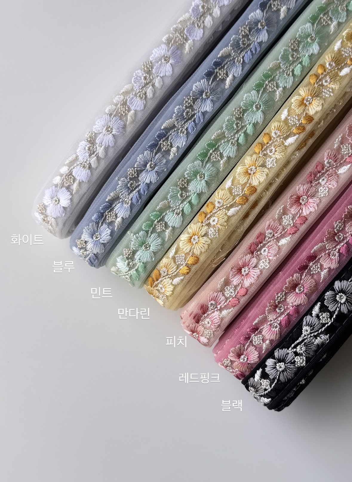 20mm 마르다 플라워 자수 데이지 리본 J00000135 - 상세 이미지 3