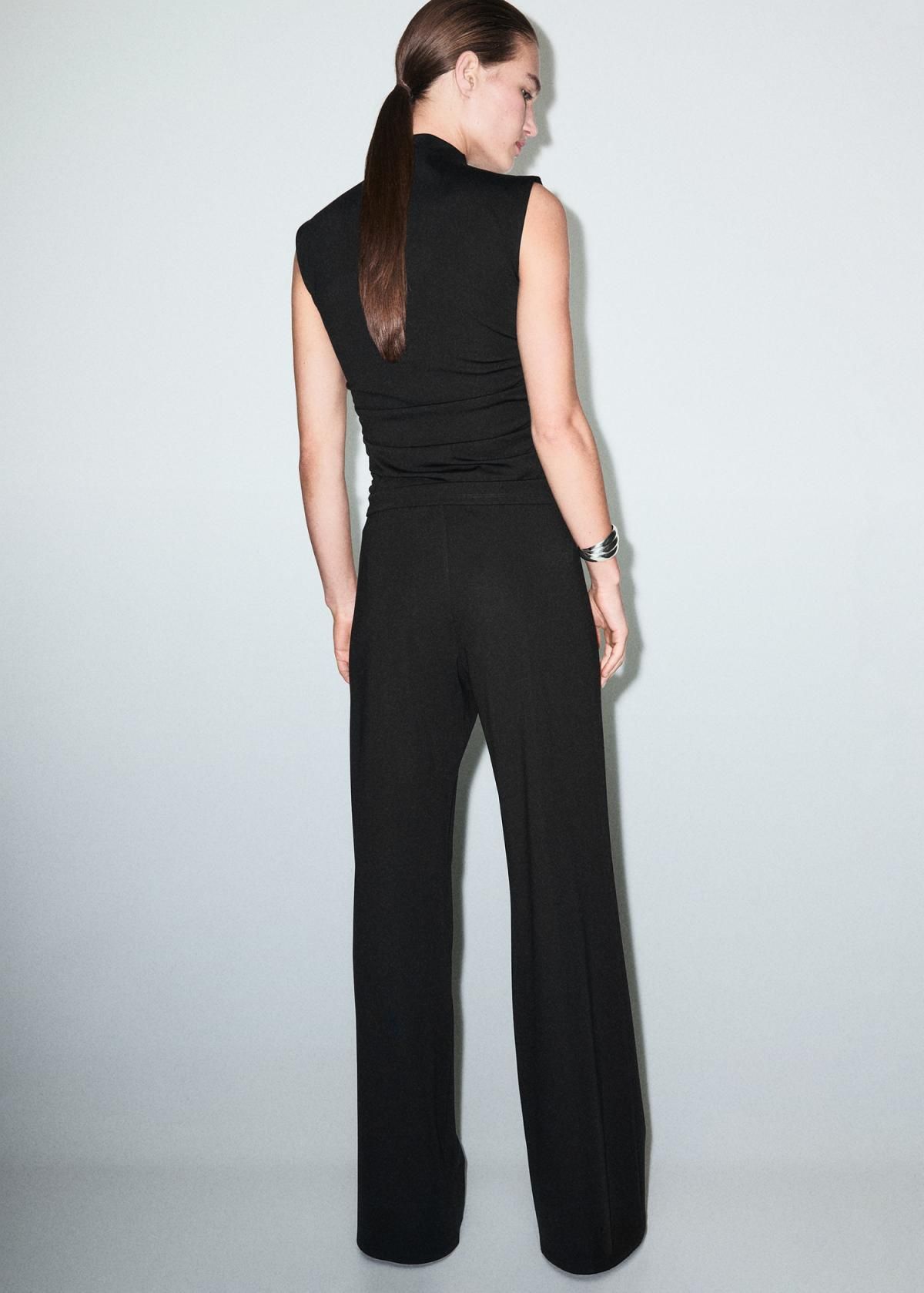 망고 엘라스틱 하이웨이스트 슬림핏 스트레이트 팬츠 17087804 NEGRO - 상세 이미지 3