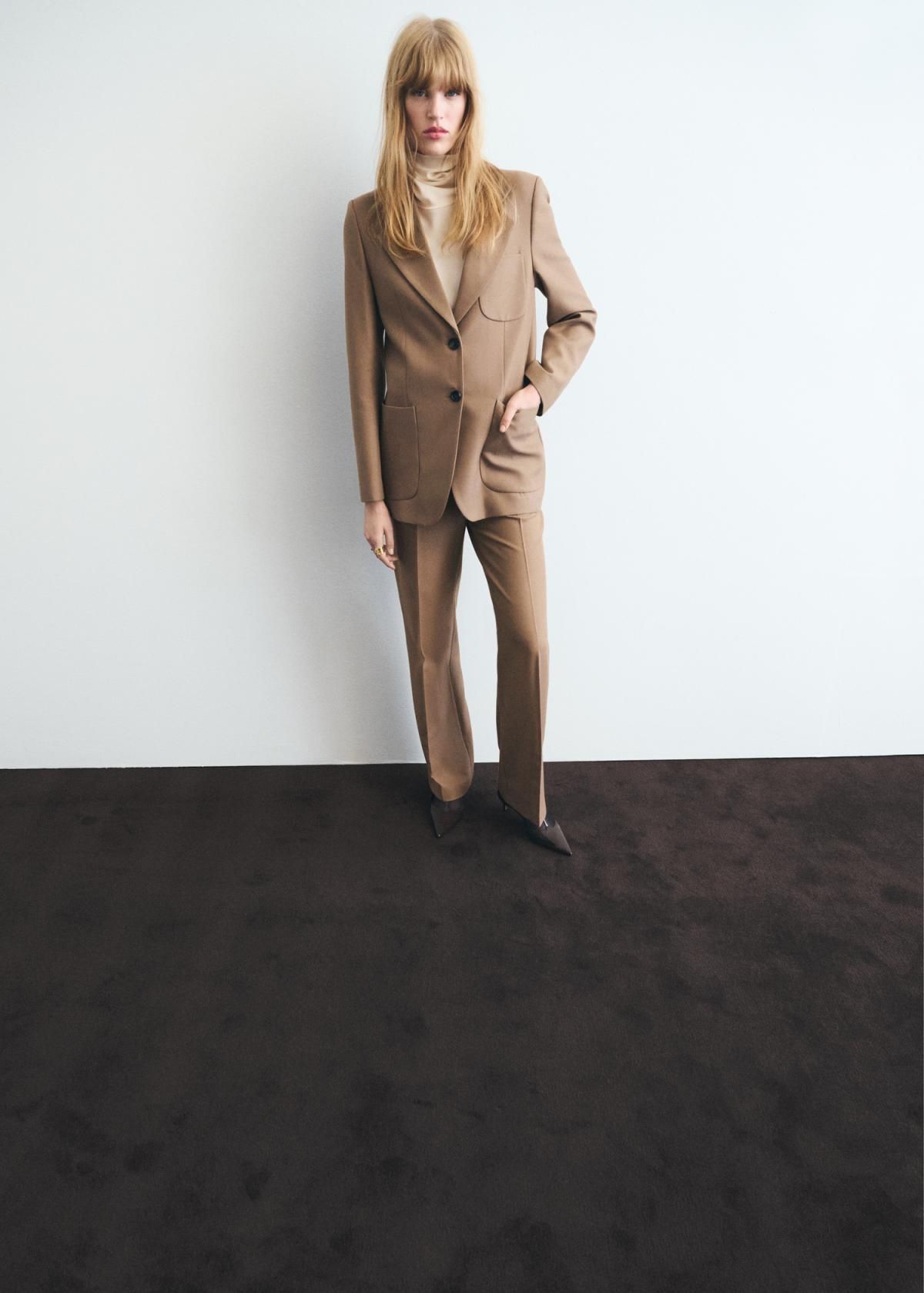 망고 클래식 울 블렌드 스트레이트 슬랙스 팬츠 17086003 MARRON MEDIO - 상세 이미지 2