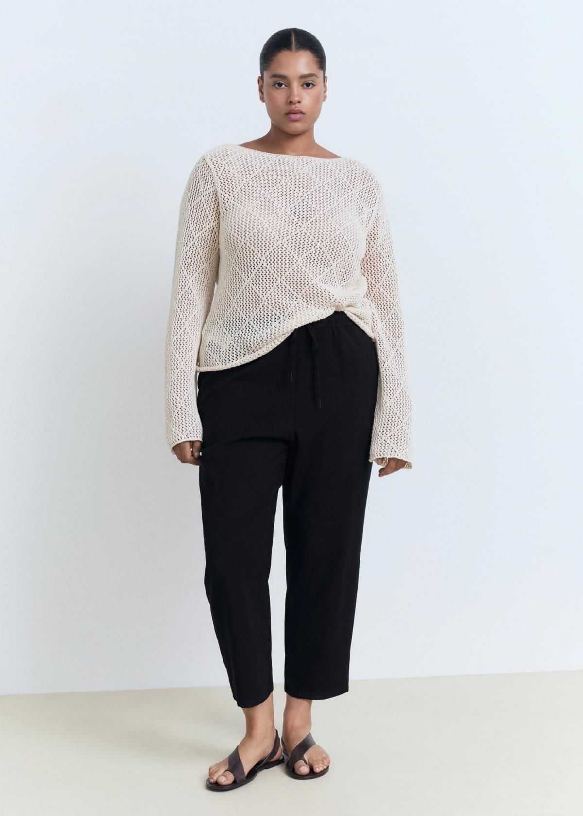 망고 플루이드 테크니컬 밴딩 스트레이트 팬츠 17091171 NEGRO - 상세 이미지 5