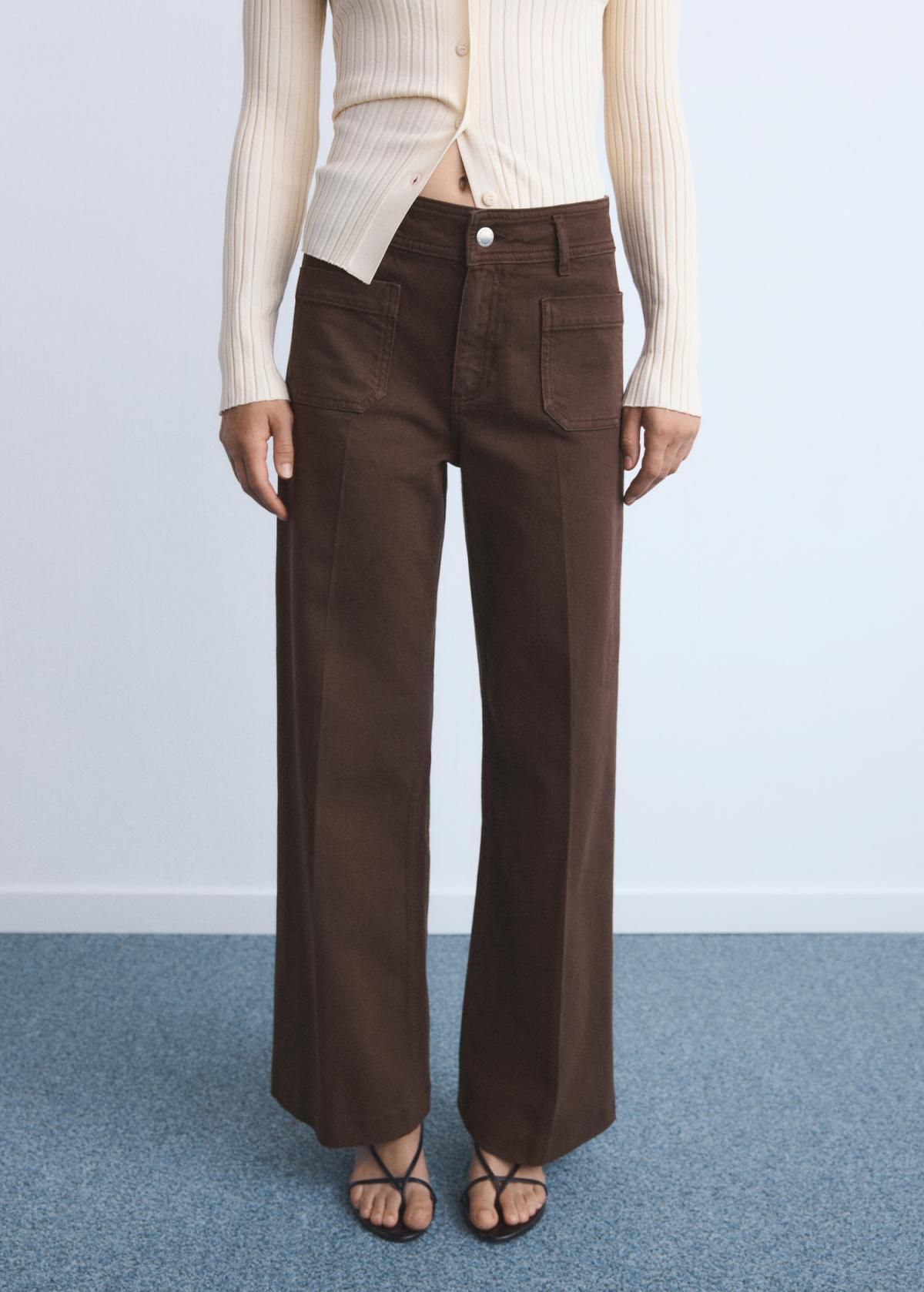 망고 트렌디 와이드핏 데님 와이드 팬츠 브라운 17074112 CHOCOLATE - 상품 이미지