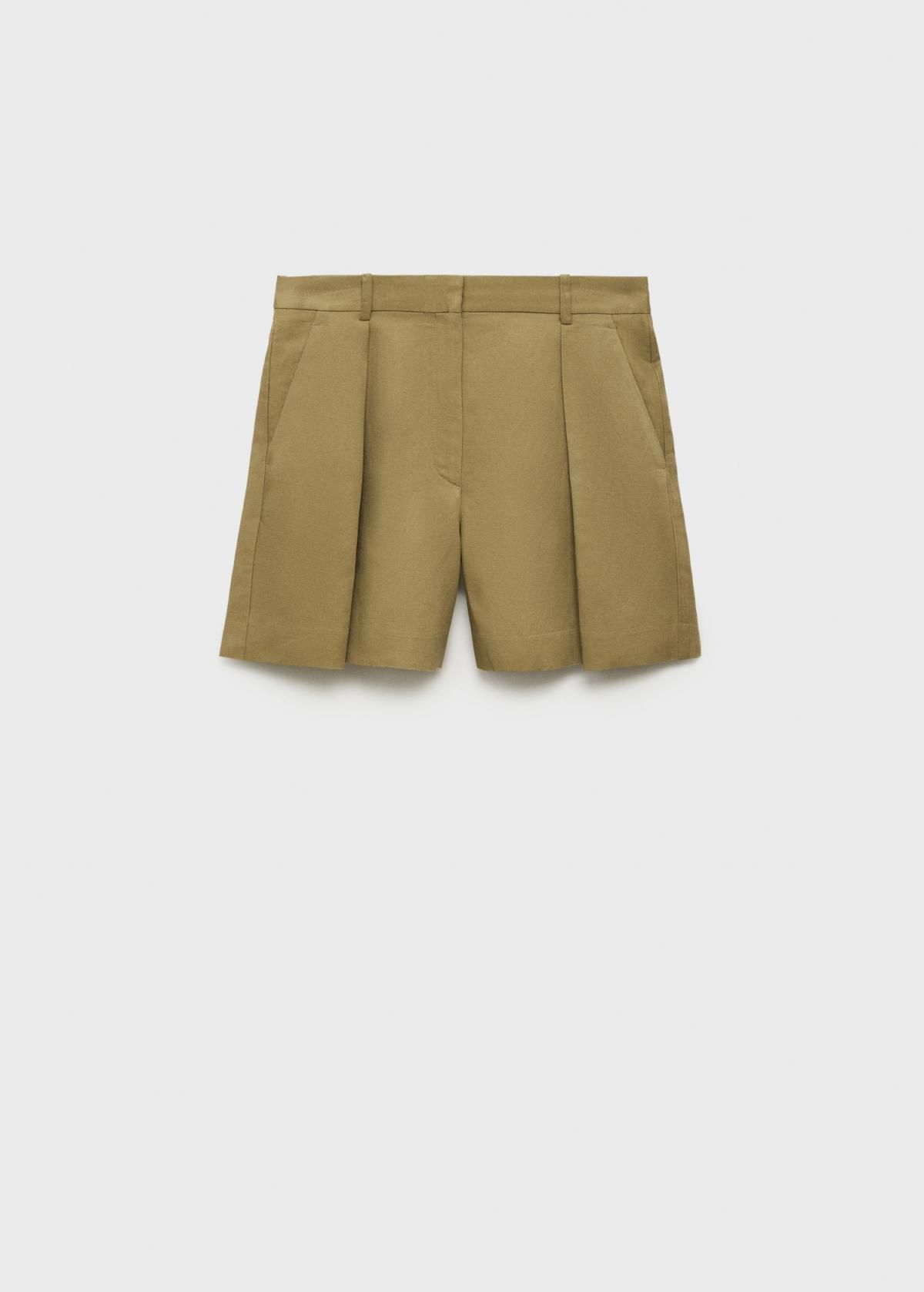 망고 테크니컬 린넨믹스 하이웨스트 테일러드 반바지 17071153 KHAKI - 상품 이미지