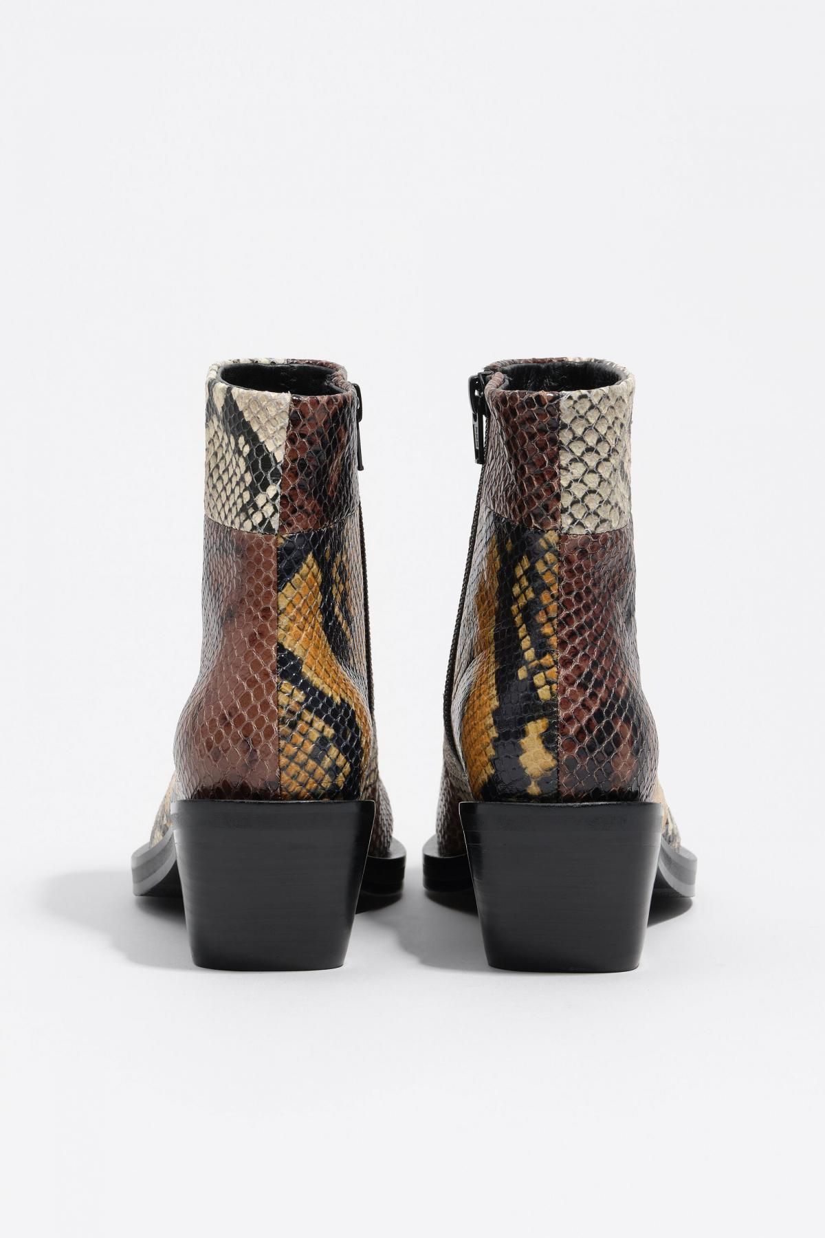 빔바이롤라 웨스턴 스네이크 패치워크 레더 앵클 부츠 252BZ0603.10600 BROWN - 상세 이미지 3