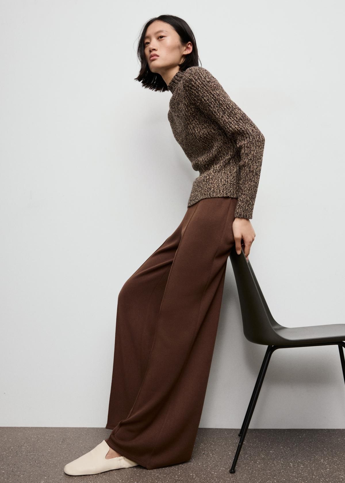 망고 브라운 와이드핏 스트레이트 슬랙스 팬츠 17027803 MARRON - 상세 이미지 5