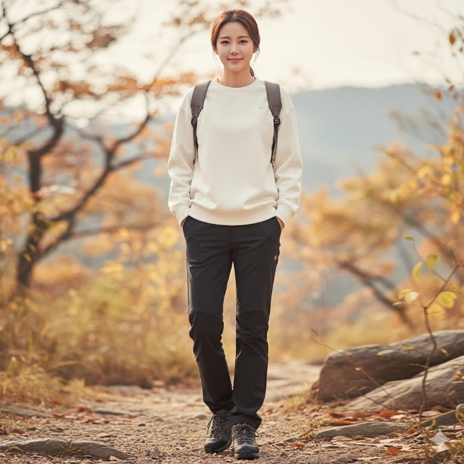 네파 여성 가을 캐쥬얼 아웃도어 스웨터 맨투맨 캠핑 티셔츠 - 상세 이미지 2
