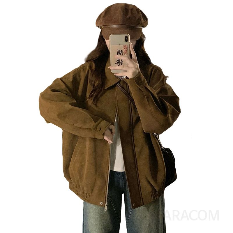 여성 루즈핏 오버핏 탄탄 카라넥 집업 간절기 아방핏 시보리 점퍼 베이직 캐주얼 자켓 아우터 봄 가을 - 상세 이미지 5