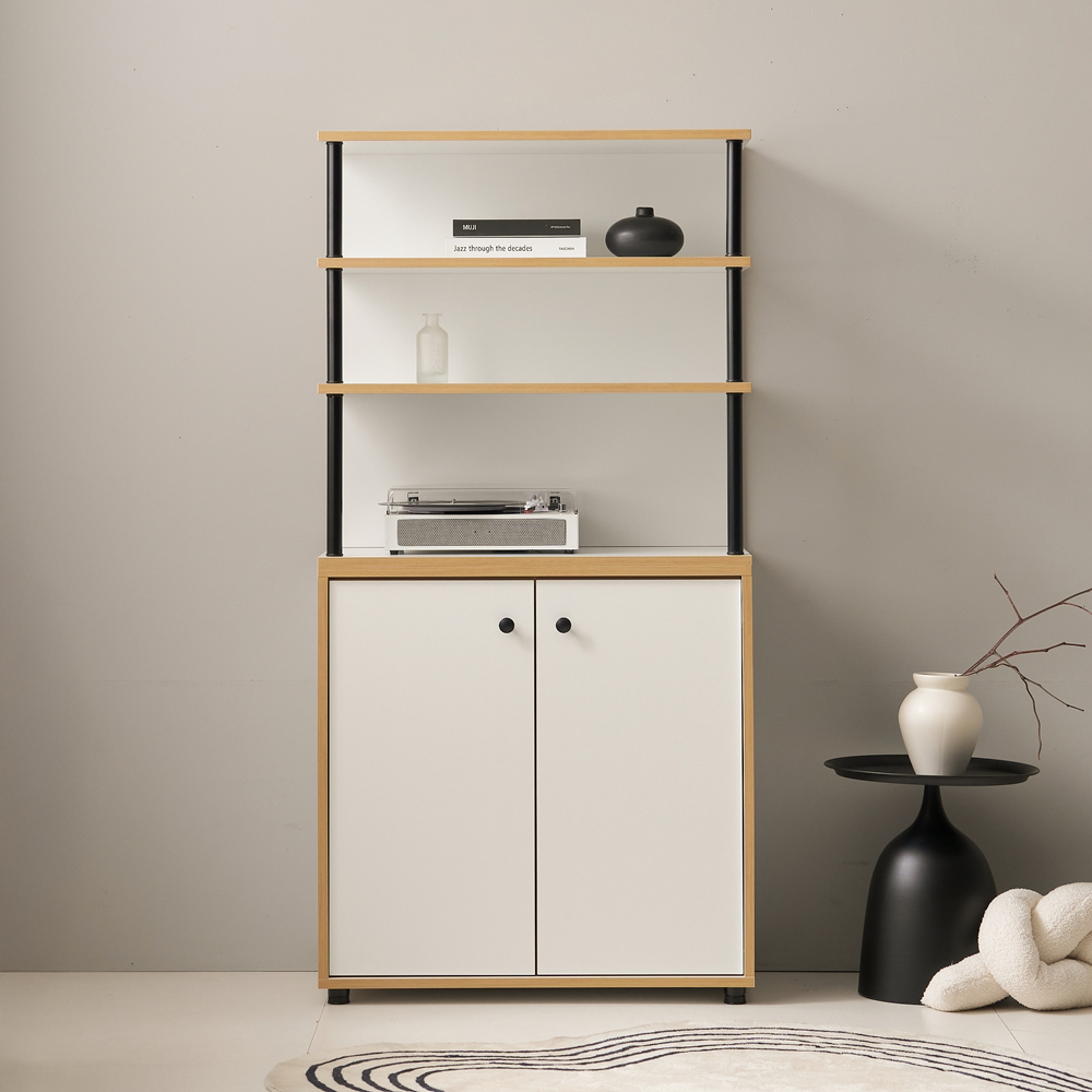세렌 홈카페장 홈바장 인테리어 식기장 주방보조수납장 그릇장식장 800x400x1600mm, 5단, 화이트 - 메인 이미지