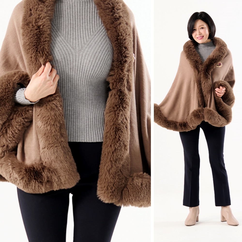 이블링 파리 밍크숄 블랙 브라운 고급 밍크 트리밍 숄