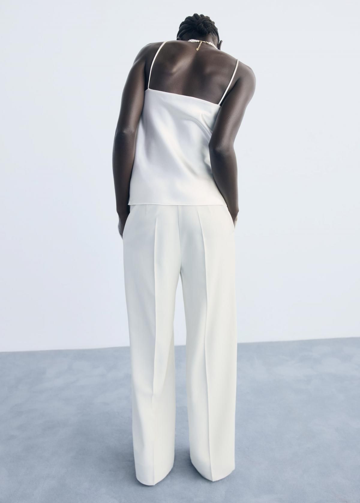 망고 테일러드 미디웨이스트 와이드 슬랙스 팬츠 17084078 CRUDO - 상세 이미지 3