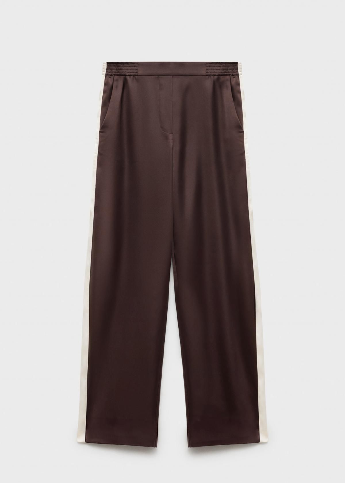 망고 새틴 스트레이트 와이드팬츠 배색라인 17073330 CIRUELA - 상품 이미지