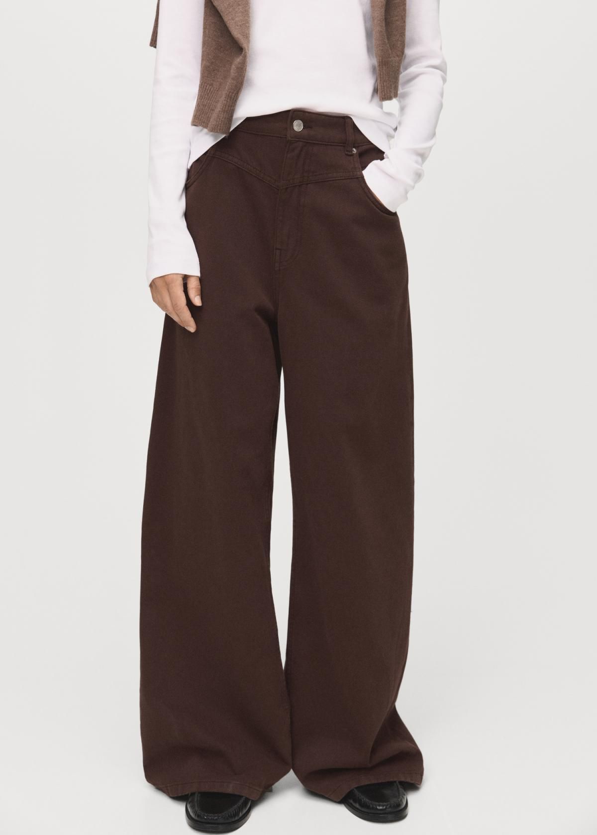 망고 트렌디 와이드핏 루즈 브라운 데님 팬츠 17015831 CHOCOLATE - 상품 이미지