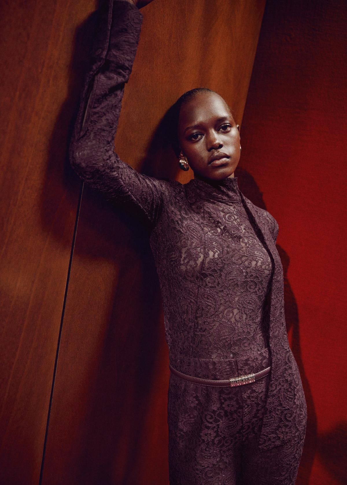 망고 레이스 스트레이트 롱 팬츠 17049112 VINO - 상세 이미지 2