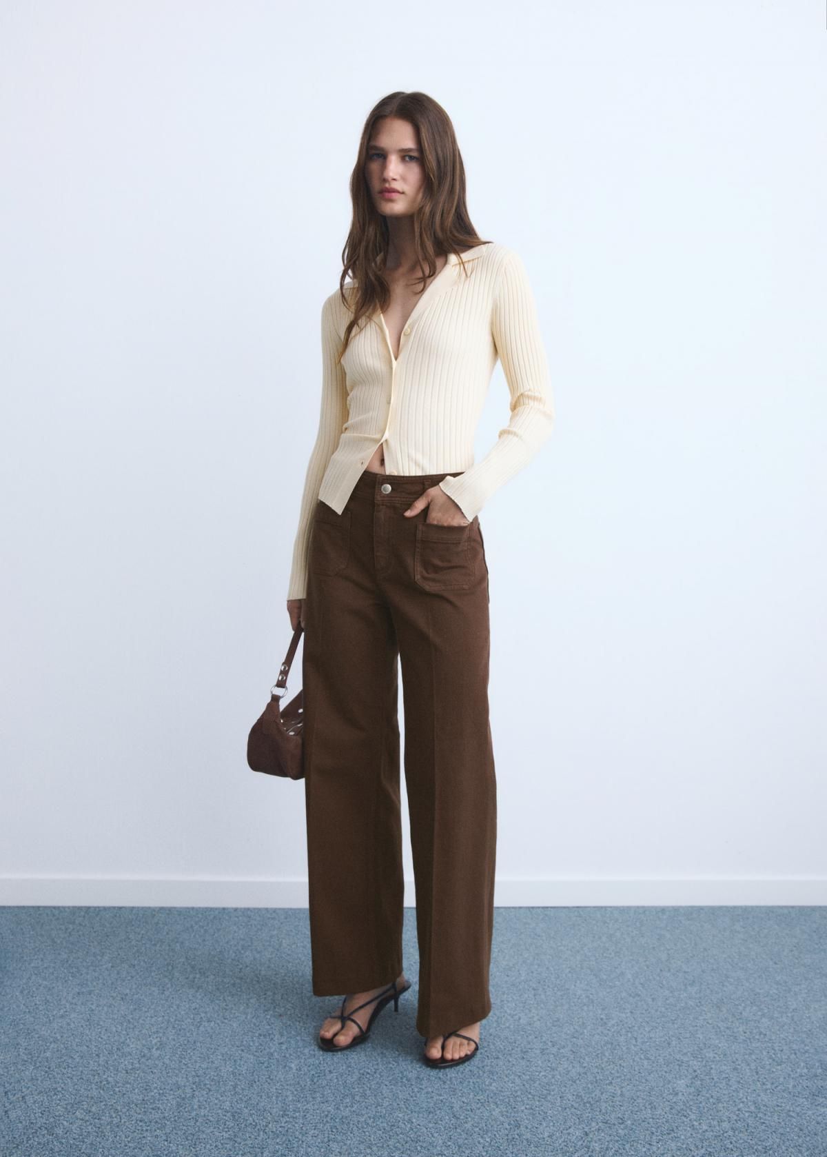 망고 트렌디 와이드핏 데님 와이드 팬츠 브라운 17074112 CHOCOLATE - 상세 이미지 2