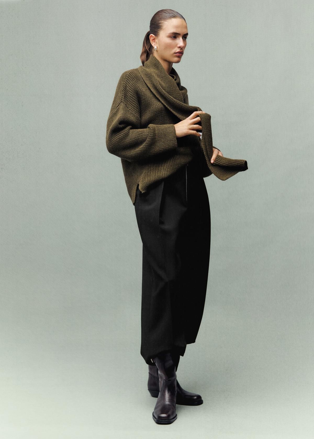 망고 와이드핏 테크니컬 플리츠 슬랙스 팬츠 17066002 NEGRO - 상세 이미지 2