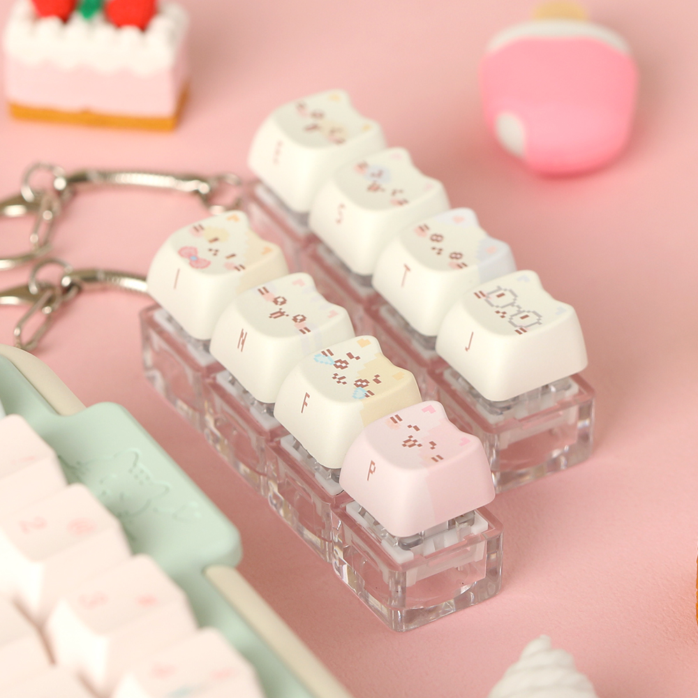 SPM 고양이 MBTI 키보드키링 키캡키링 기계식 딸깍이 청축 키홀더 4구 열쇠고리