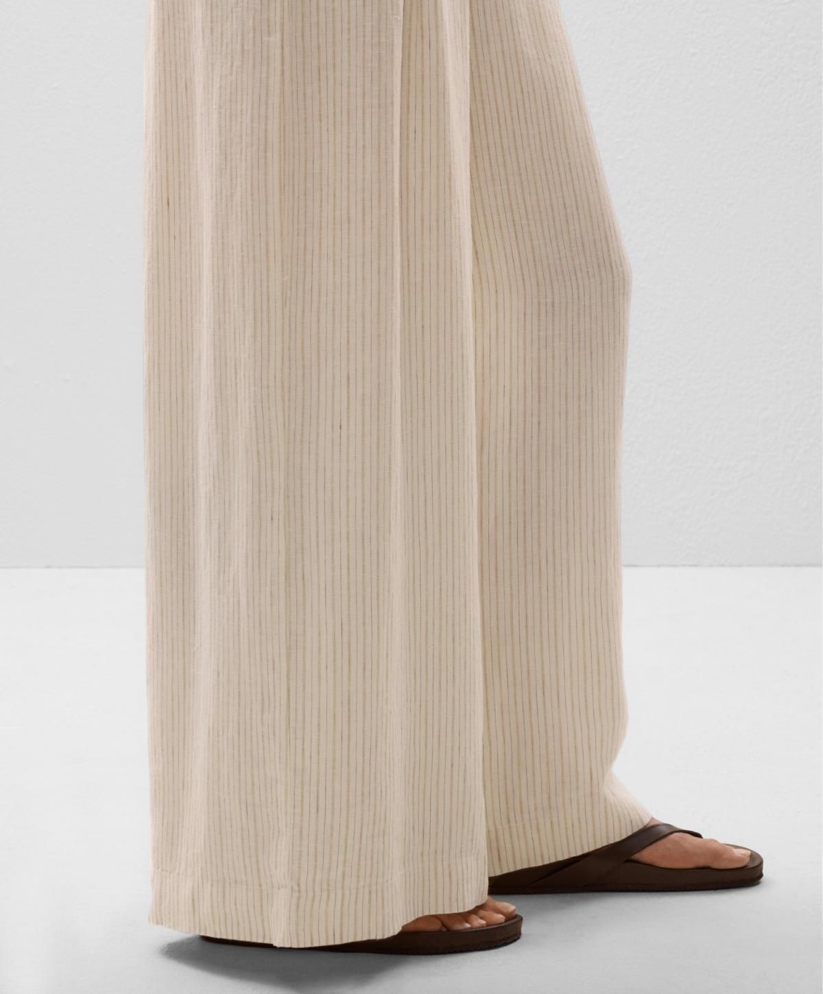오이쇼 린넨 스트라이프 와이드 팬츠 3364/873 PALEECRU - 상세 이미지 4