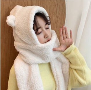 [Life모아] 포근곰 여성 겨울 일체형 니트 워머모자 - 상세 이미지 5