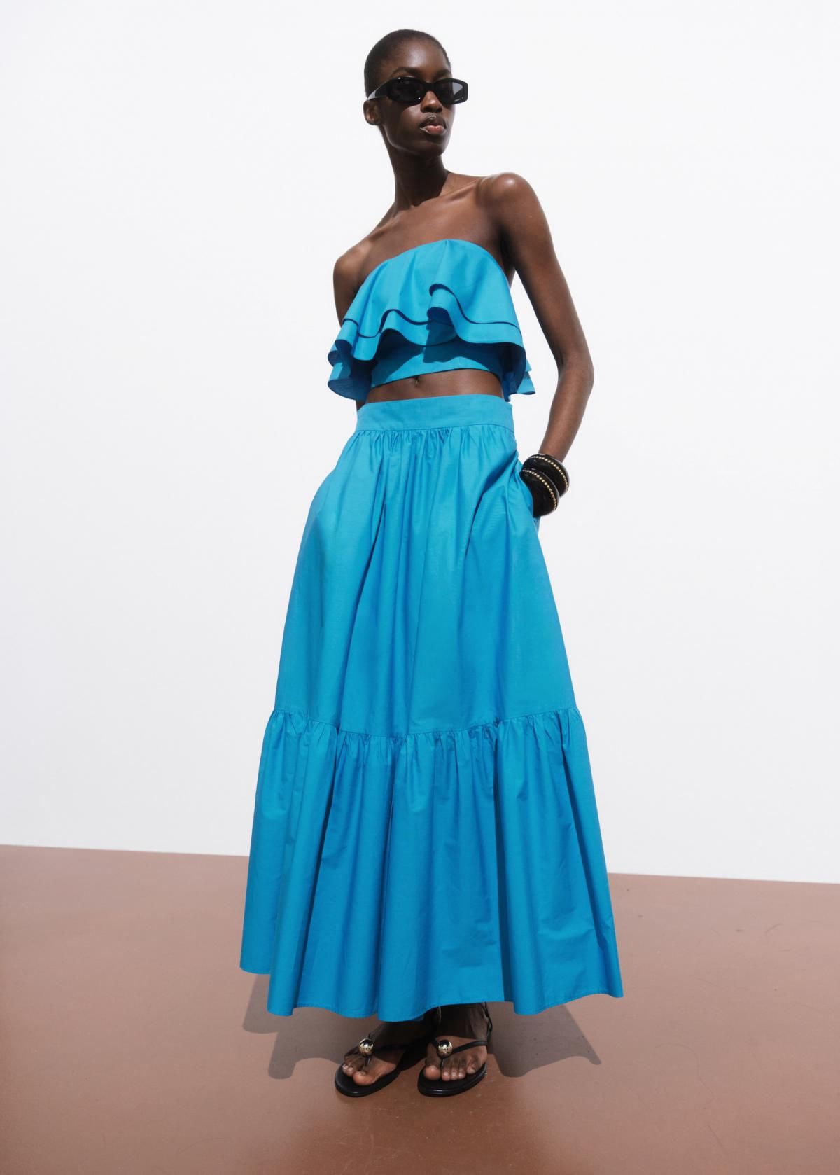 망고 프릴 오프숄더 크롭탑 코튼 17031277 AZUL - 상세 이미지 2