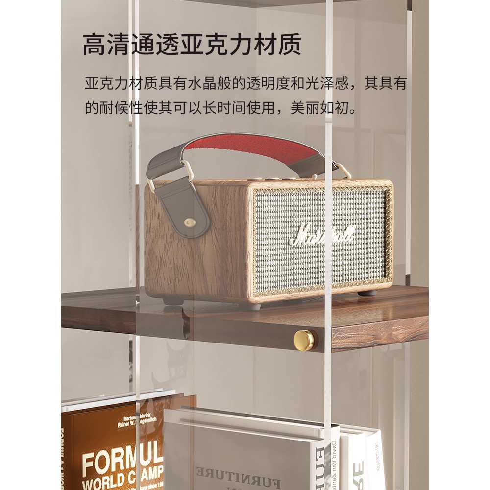 모던 아크릴 회전 책장 투명 인테리어 감성 수납장 투명 호두 4단 - 상세 이미지 2