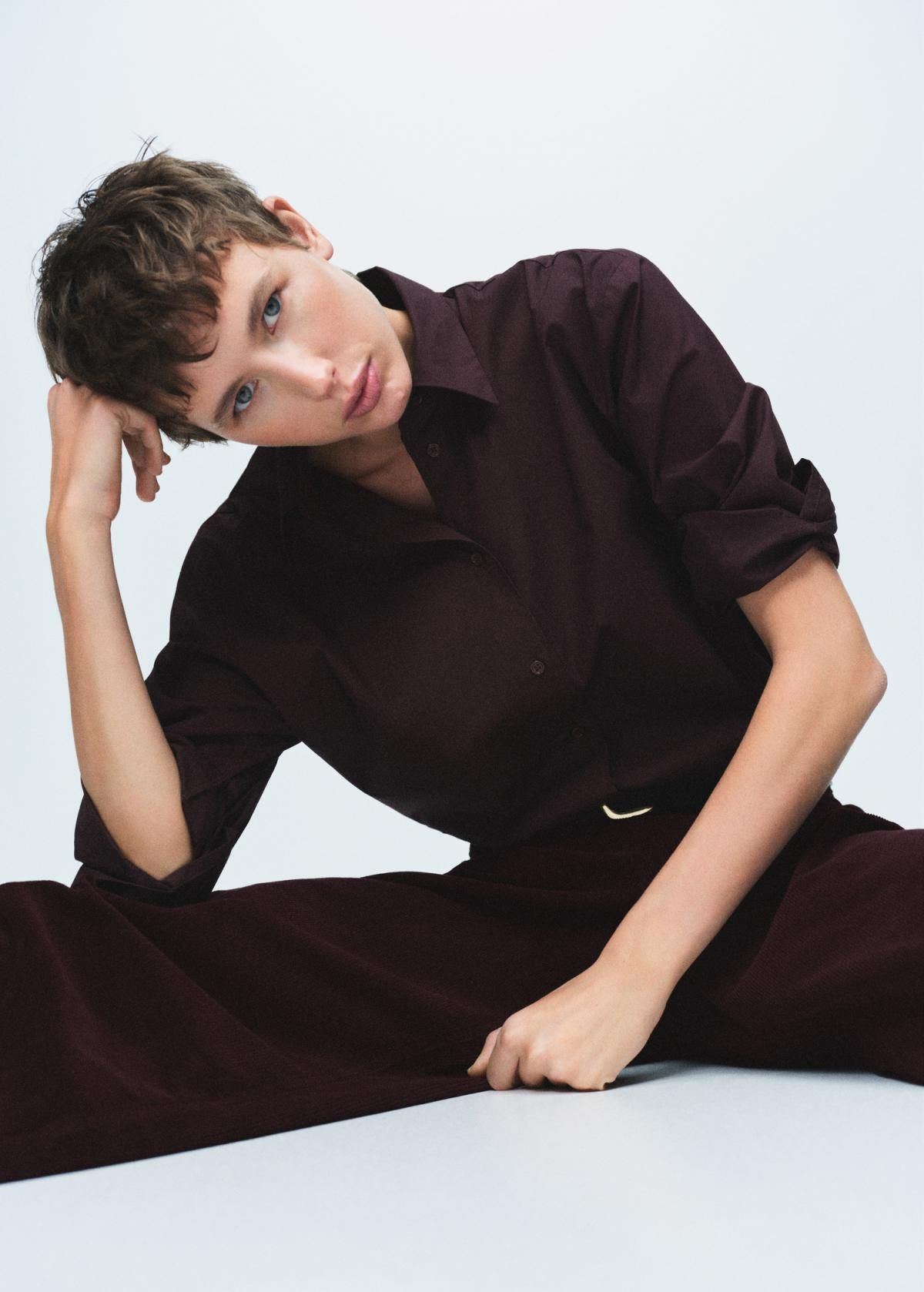 망고 코듀로이 하이웨스트 와이드 팬츠 17015820 VINO - 상세 이미지 5