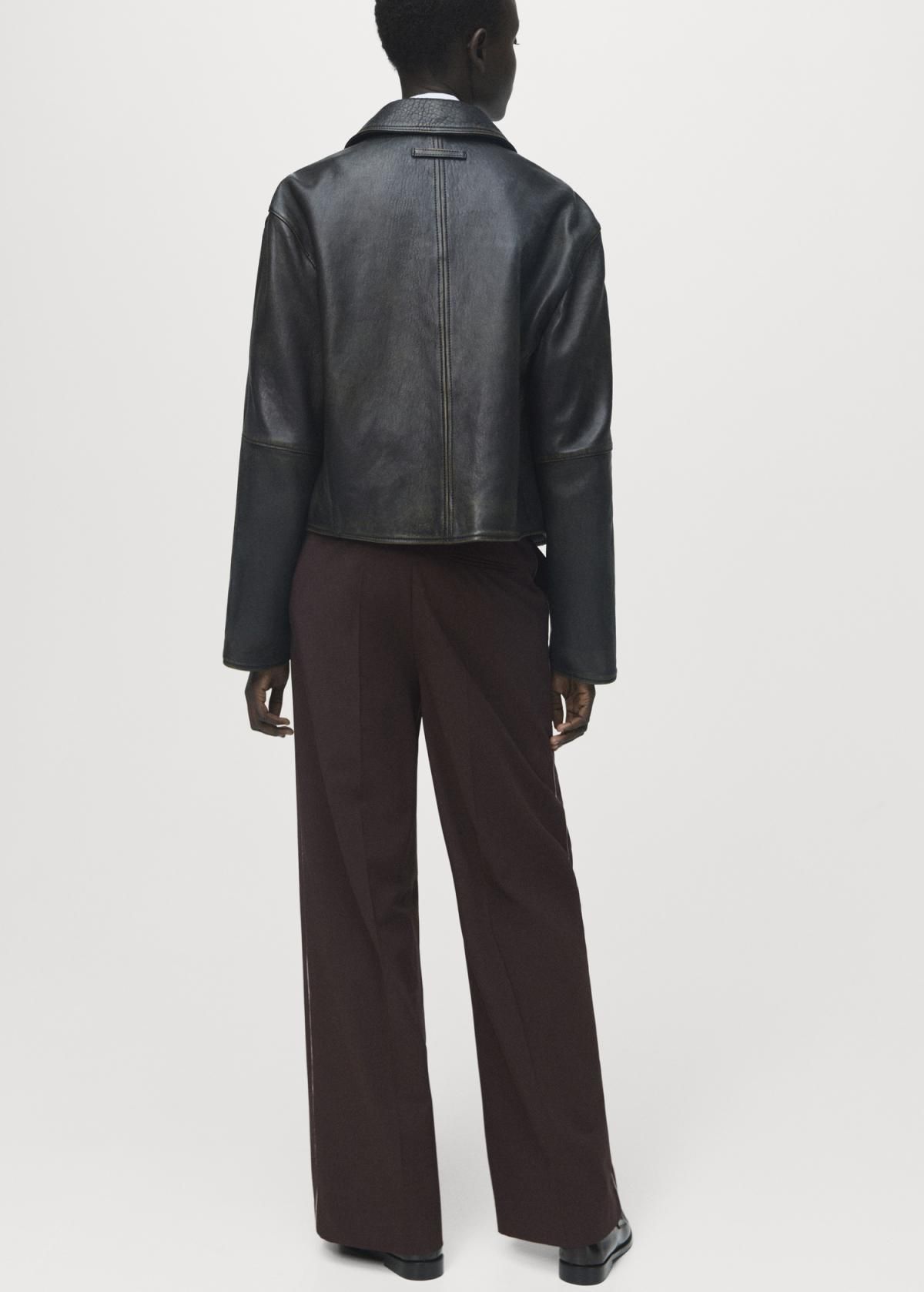 망고 테크니컬 와이드 스트라이프 슬랙스 팬츠 17077904 CHOCOLATE - 상세 이미지 3