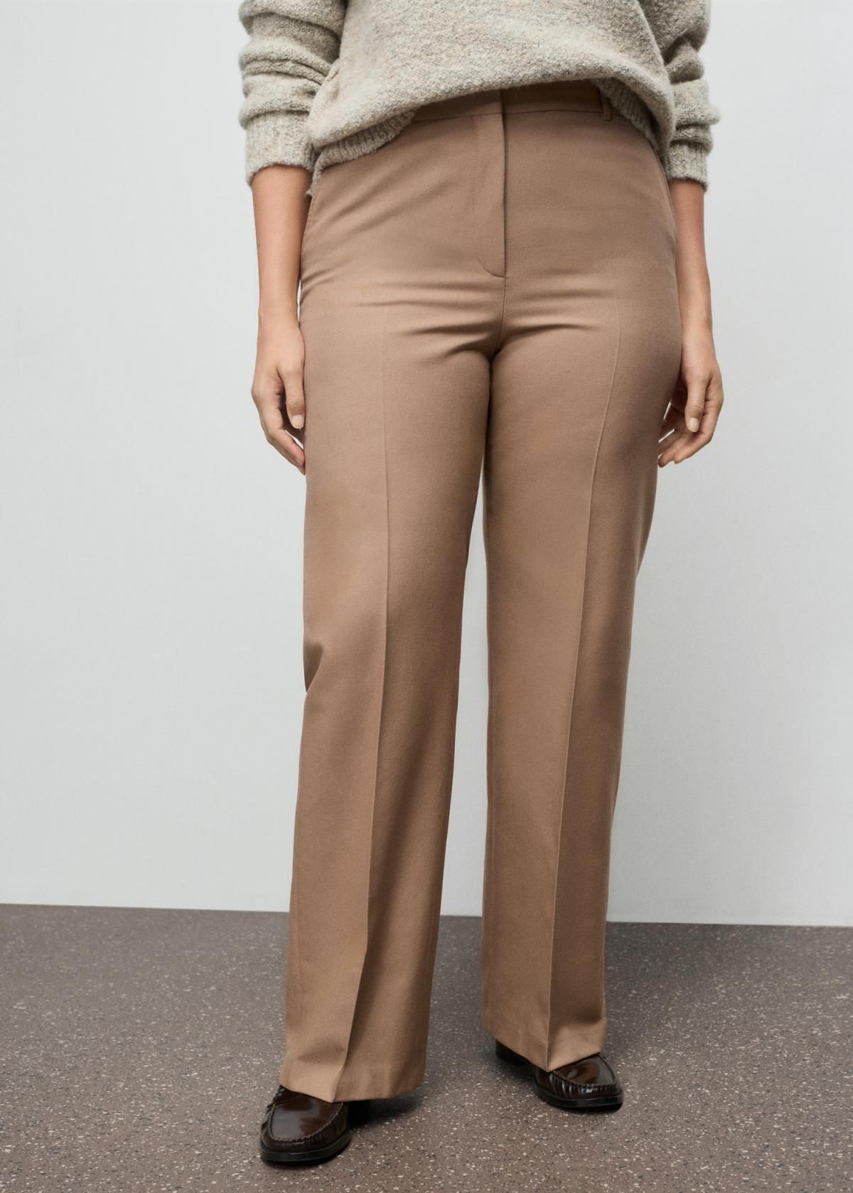 망고 클래식 울 블렌드 스트레이트 슬랙스 팬츠 17086003 MARRON MEDIO - 상품 이미지