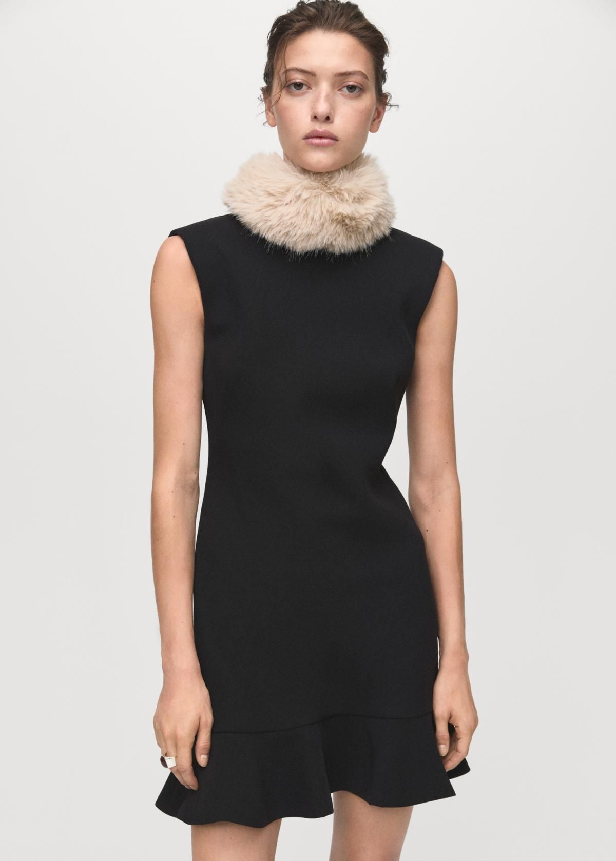 망고 모던 하이넥 민소매 플레어 미니 원피스 17085816 NEGRO - 상세 이미지 2