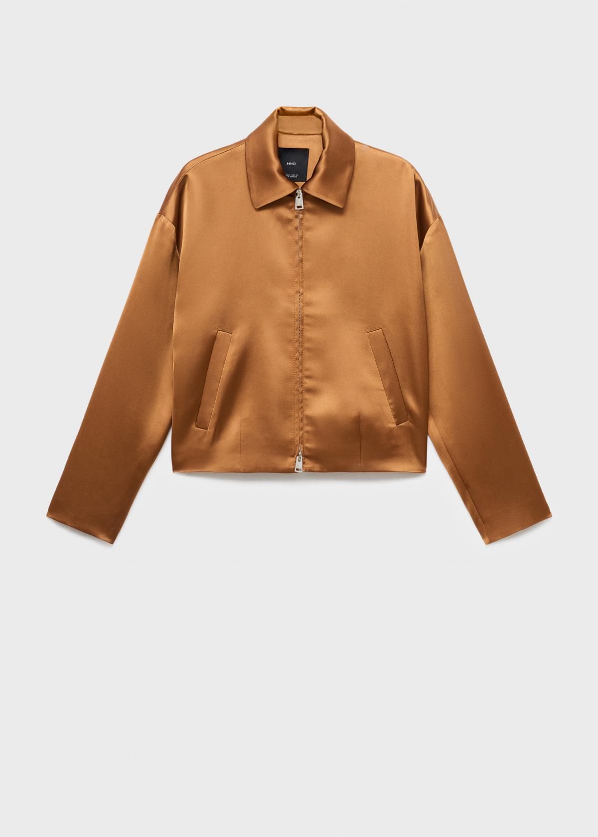망고 새틴 포켓 크롭 재킷 17084447 COGNAC - 메인 이미지