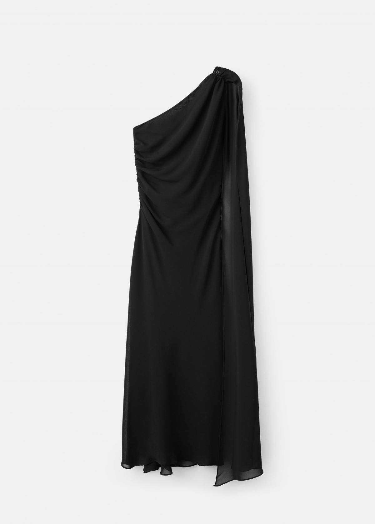 망고 엘레강스 비대칭 블랙 파티 롱 원피스 17019112 NEGRO - 메인 이미지