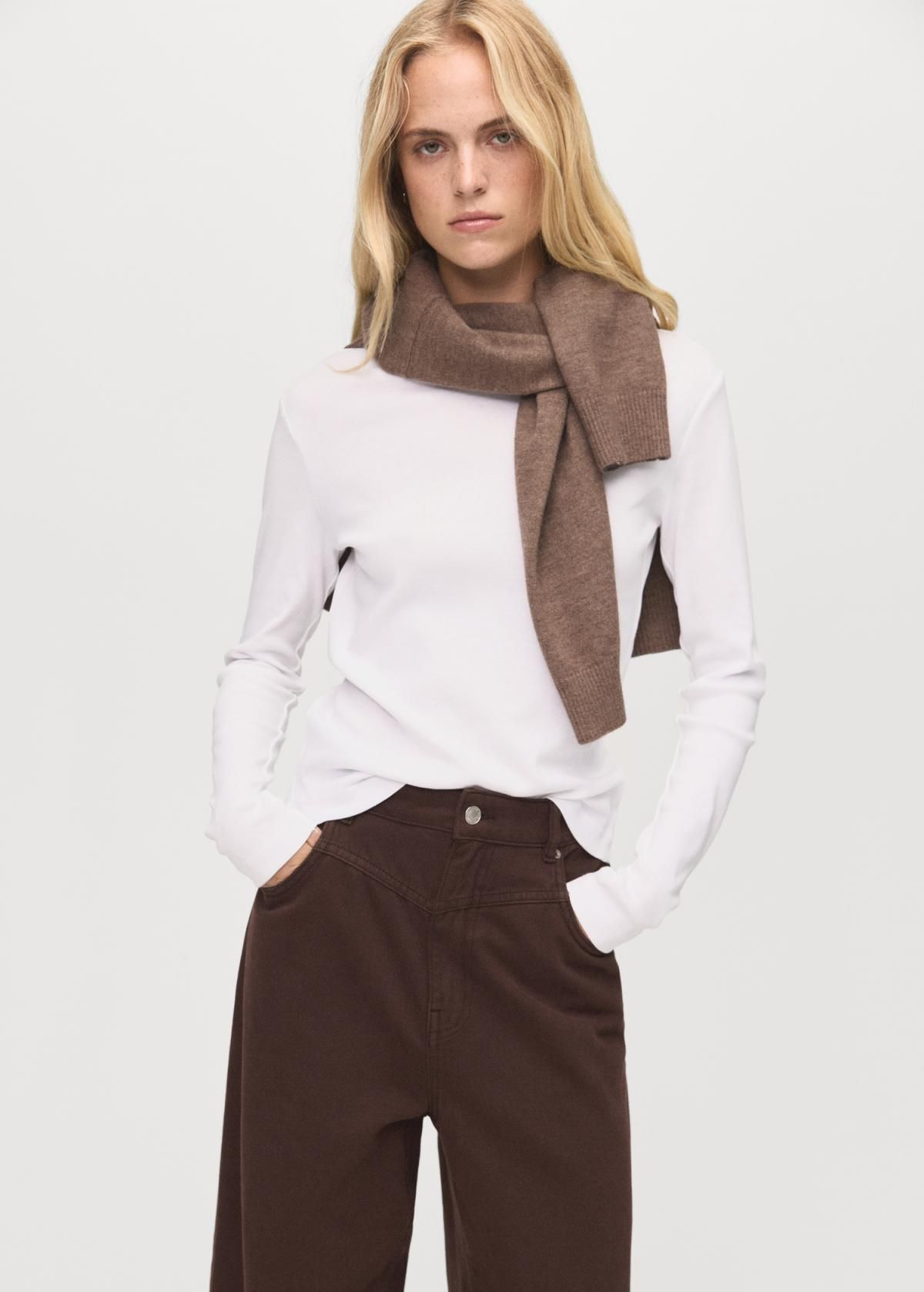 망고 트렌디 와이드핏 루즈 브라운 데님 팬츠 17015831 CHOCOLATE - 상세 이미지 4