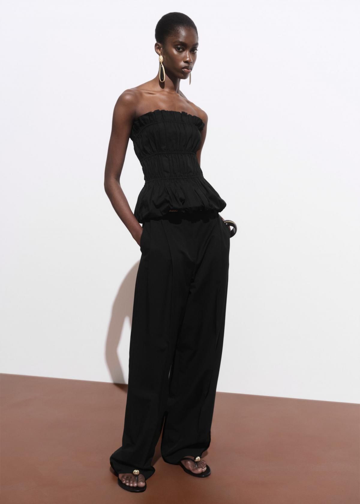 망고 미니멀 와이드핏 코튼 슬랙스 팬츠 17041274 NEGRO - 상세 이미지 2