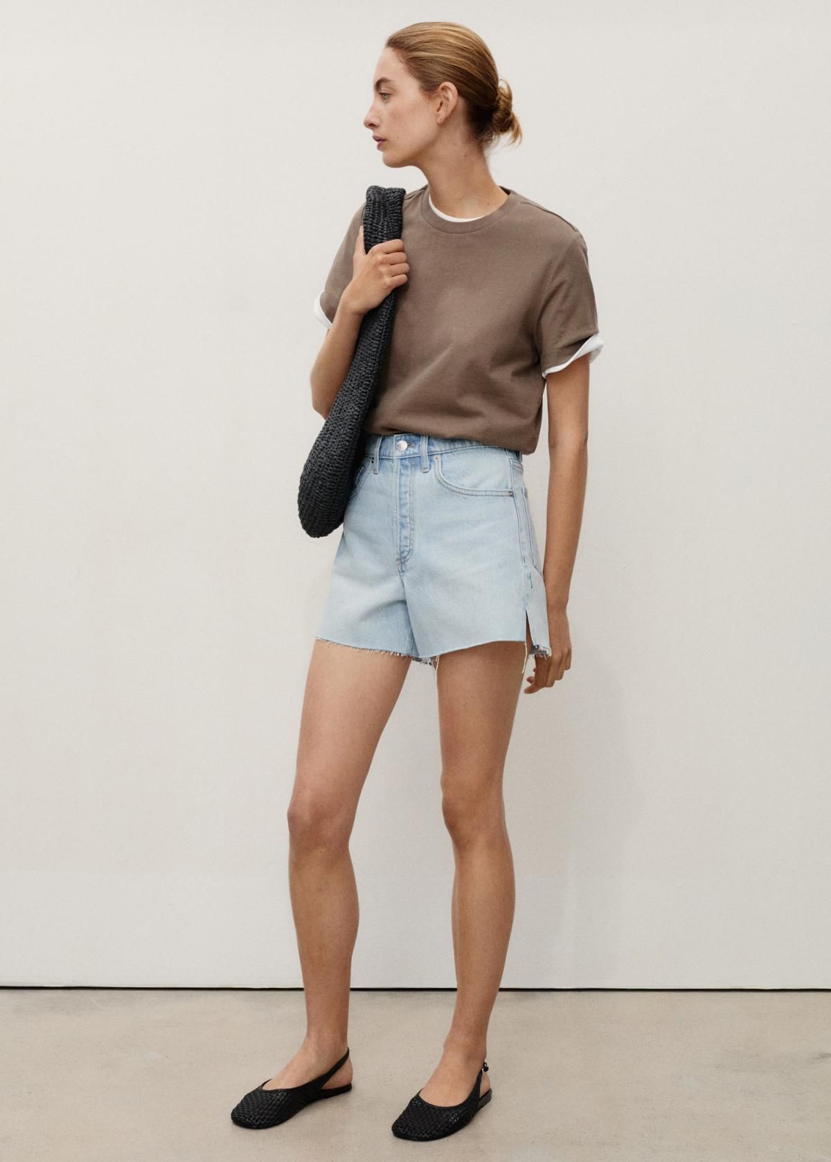 망고 라이트데님 컷오프 미드웨이스트 데님 숏팬츠 17061515 AZUL CLARO - 상세 이미지 3