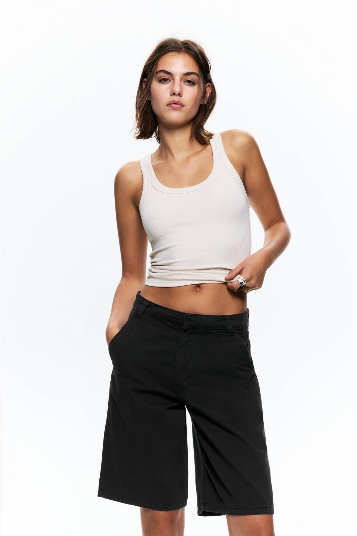 풀앤베어 블랙 치노 버뮤다 쇼츠 7696/323 BLACK - 상세 이미지 3