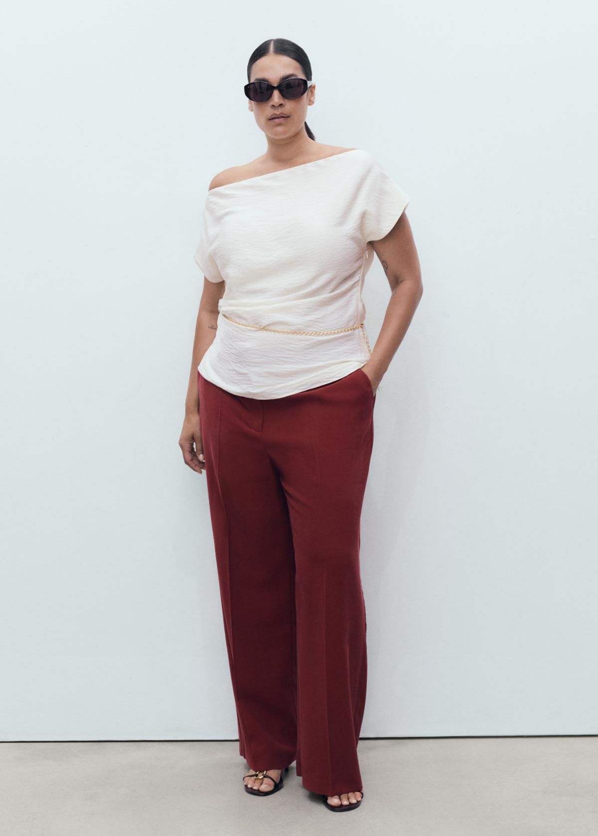 망고 버건디 스트레이트핏 테크니컬 슬랙스 팬츠 17084078 GRANATE - 상세 이미지 5