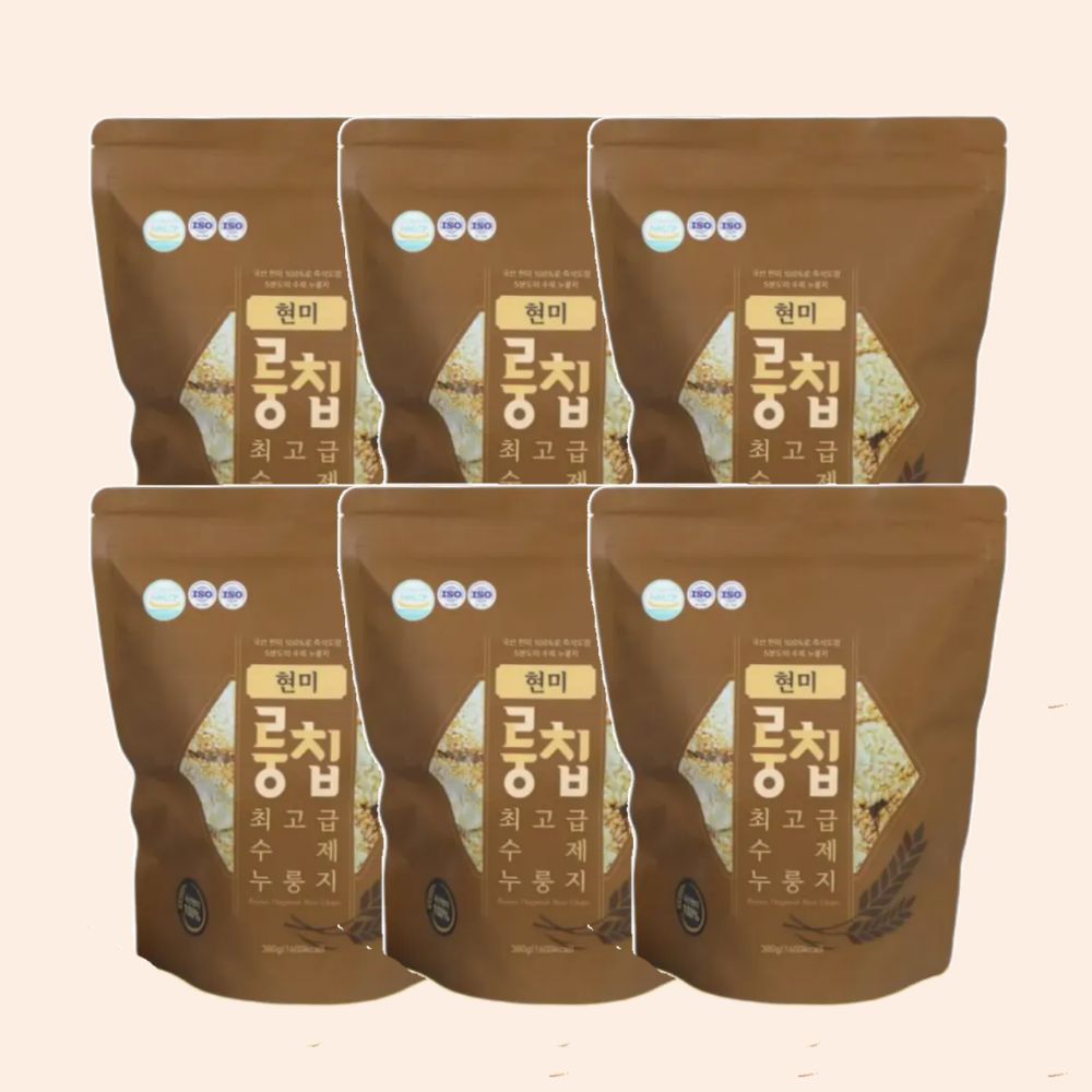 [재구매] 100% 국산 구운 현미 누룽지 칩 5분도 380g X 6개 간식용 식사대용 - 상품 이미지