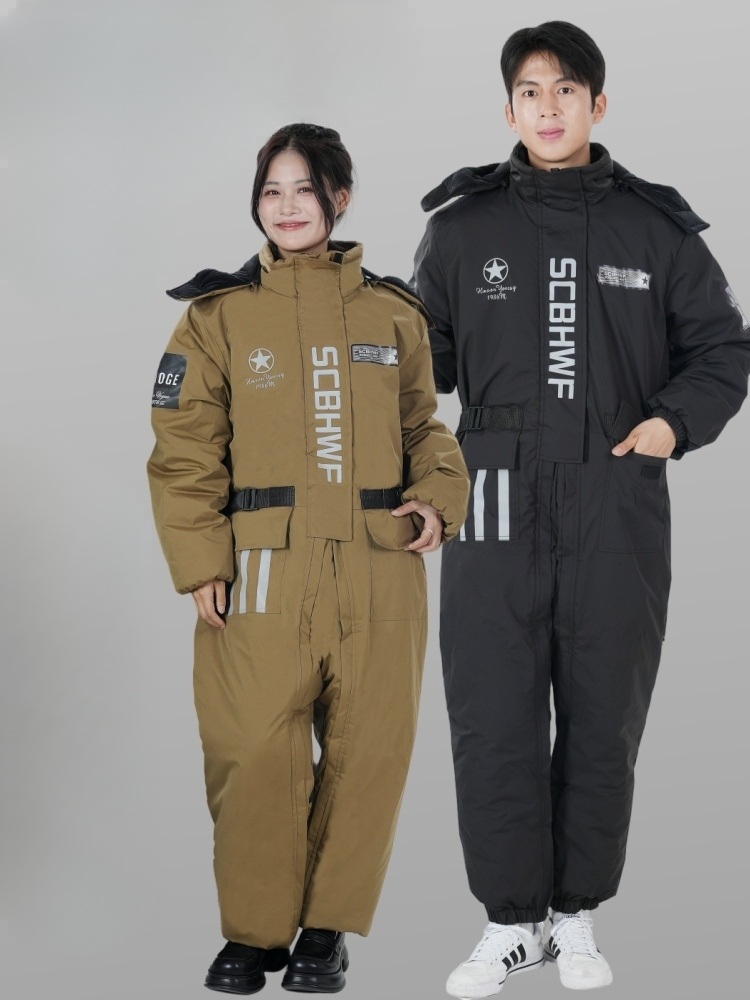 겨울 오토바이 점프수트 전신패딩 두꺼운 점프슈트 노가다작업복 방한복 - 상세 이미지 2