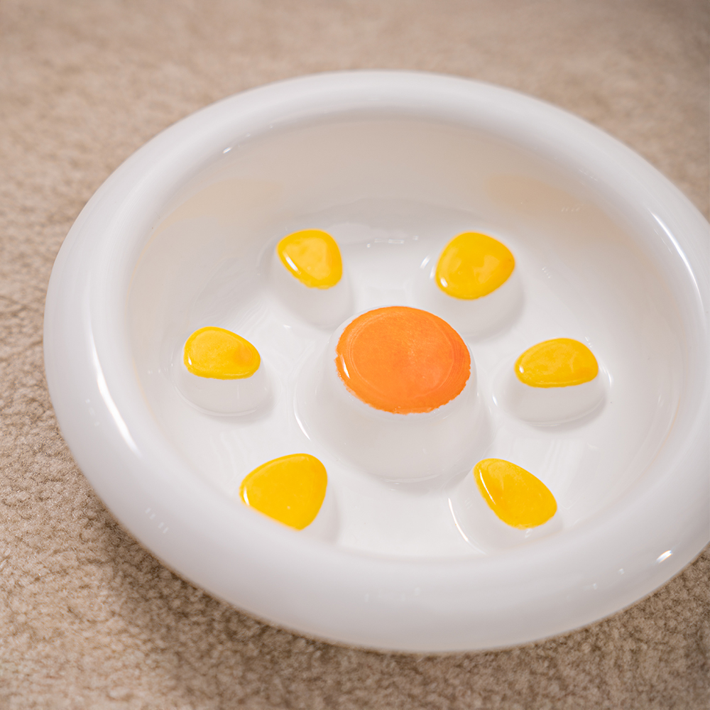 강아지밥그릇 높이조절 급체방지 애견 식기 도자기 슬로우식기 식탁 화이트