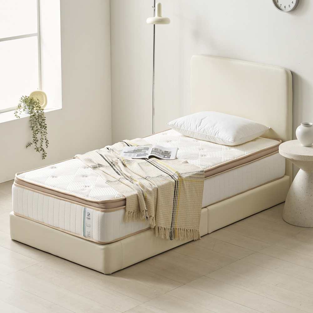 베이론 작은방 가죽 호텔식 신혼 부부 침대프레임 S(싱글), 라이트그레이