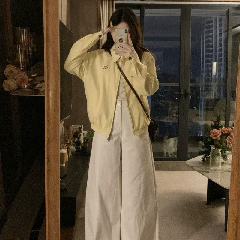 여성 빅사이즈 카라넥 루즈핏 오버핏 바람막이 점퍼 야상 아우터 간절기 데일리룩 캐주얼 자켓 봄 가을 - 상세 이미지 5