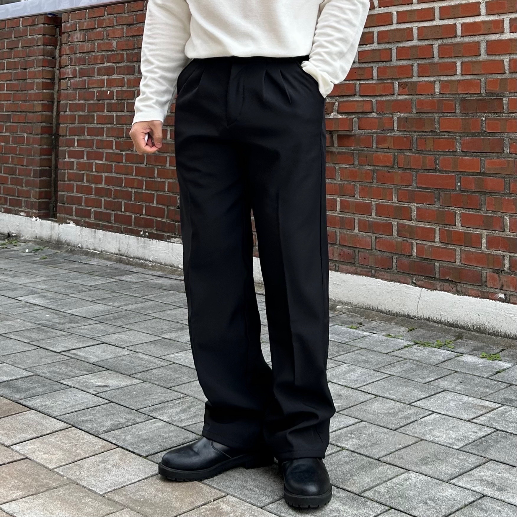 남자기모슬랙스 세미와이드슬랙스 치노팬츠 - 상세 이미지 3